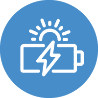Icon of a battery with the sun above